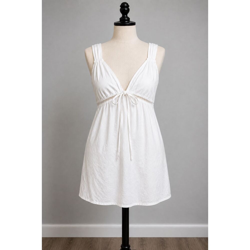 100% Cotton sz 6 Armani Exchange Whimsical Grecian Goddess Fairy White MiniDress